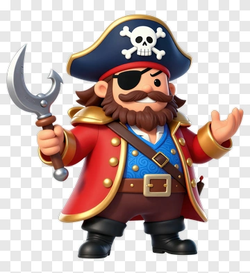 Cartoon Pirate Holding A Hook PNG