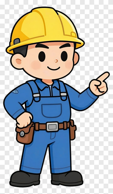 Cartoon Construction Worker Pointing PNG
