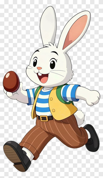 Cartoon Rabbit Holding An Easter Egg PNG