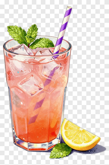 Refreshing Pink Lemonade With Mint And Ice PNG
