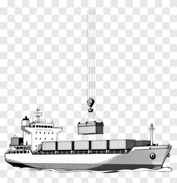 Cargo Ship With Crane Loading Container PNG