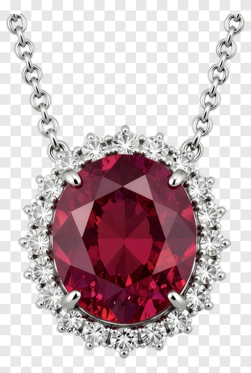 Ruby Pendant Necklace With Silver Chain PNG
