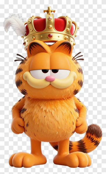 Cartoon Cat Wearing A Crown PNG