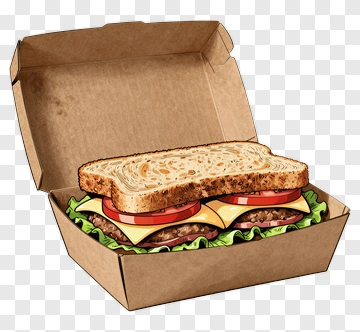 Cartoon Hamburger In A Takeout Box PNG