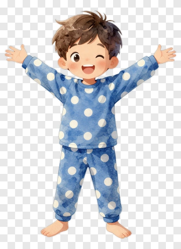 Happy Boy In Polka Dot Pajamas PNG