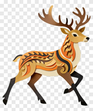 Colorful Paper Cut Deer PNG