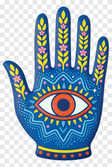 Colorful Hand With Eye Design PNG