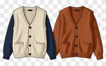 Knitted Cardigans In Beige And Brown PNG