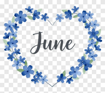 Floral Heart Wreath With June Text PNG
