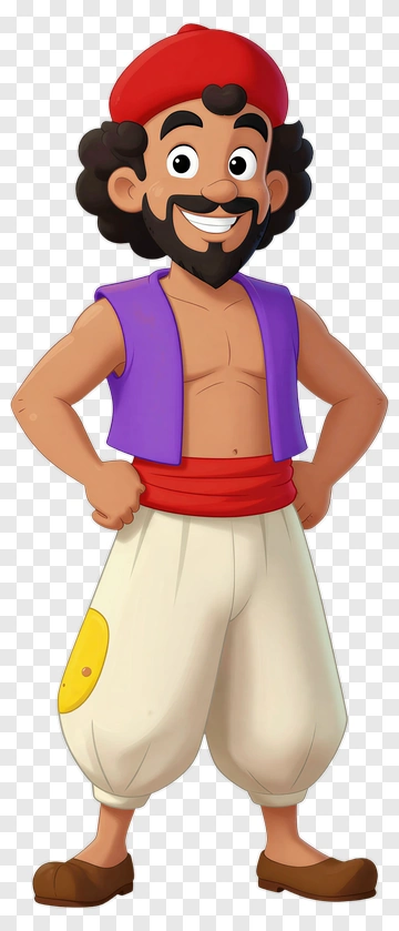 Cartoon Character With Purple Vest And Red Headband PNG