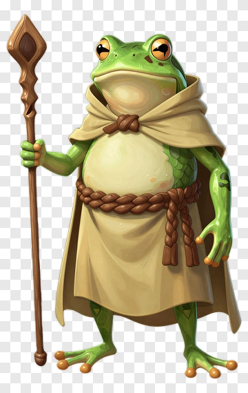 Frog Wizard Holding A Staff PNG