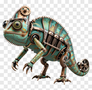 Steampunk Chameleon Robot PNG