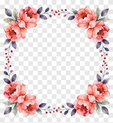 Floral Wreath With Pink Flowers PNG