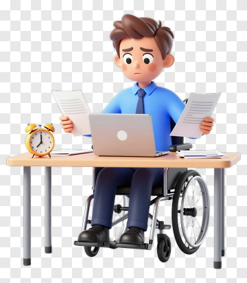 Cartoon Businessman Working At A Desk PNG