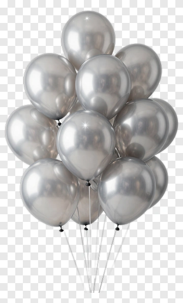 Silver Balloon Bouquet PNG