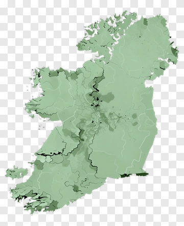 Ireland Map In Green Shades PNG