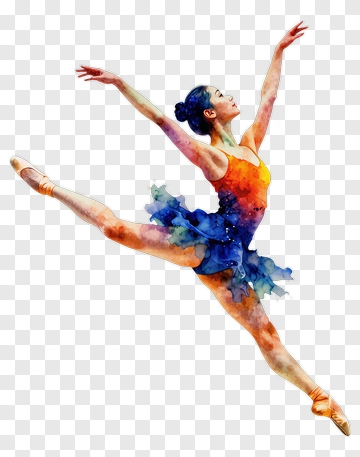 Watercolor Ballerina Dancing In A Colorful Tutu PNG