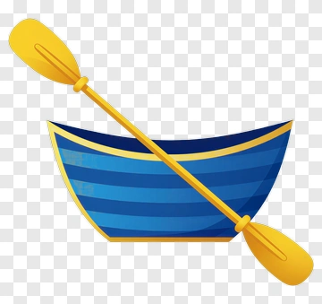 Blue Rowboat With Yellow Oars PNG