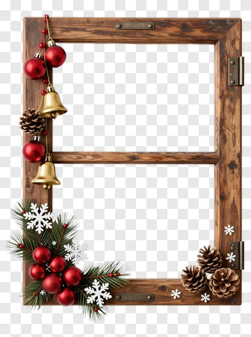 Christmas Frame With Ornaments And Pine Cones PNG