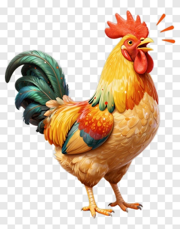 Colorful Rooster Crowing PNG