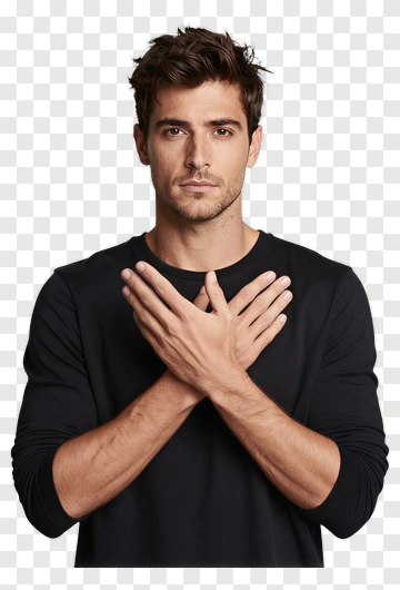 Man Gesturing With Arms Crossed PNG
