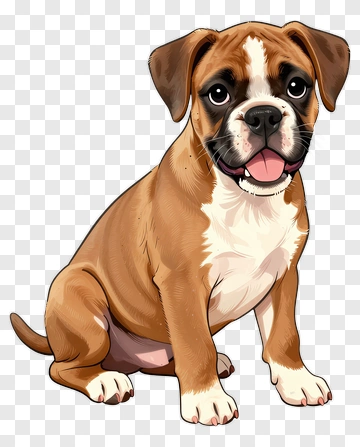 Cartoon Boxer Dog Sitting PNG