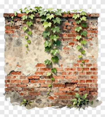 Brick Wall Covered With Ivy PNG