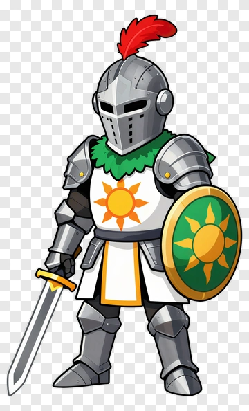 Cartoon Knight Holding A Sword And Shield PNG