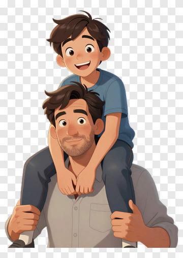 Happy Father And Son Cartoon PNG