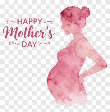 Watercolor Pregnant Woman For Mother's Day PNG