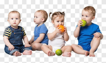 Happy Babies Holding Fruit PNG