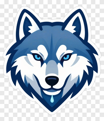 Cartoon Wolf Head With Blue Accents PNG