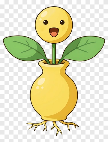 Cartoon Flower Pot With Smiling Face PNG