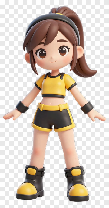 3D Cartoon Girl In Sports Outfit PNG