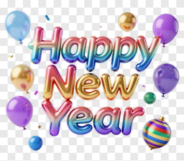 Happy New Year Celebration Balloons PNG