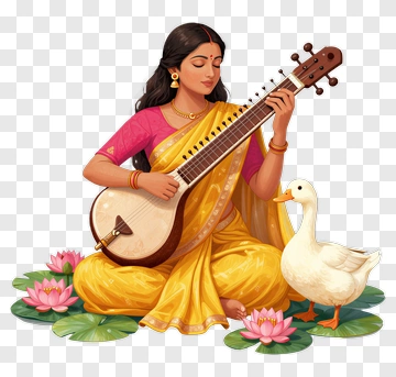 Woman Playing A Musical Instrument With A Duck PNG