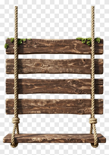 Wooden Swing With Rope PNG