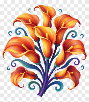 Colorful Calla Lily Bouquet PNG
