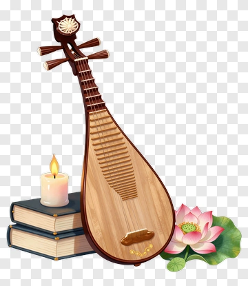 Traditional Pipa With Lotus Flower And Candle PNG