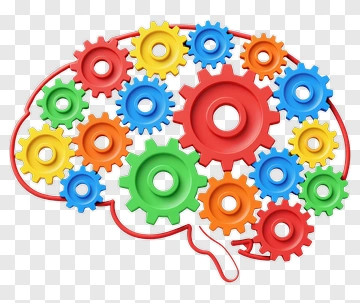 Colorful Brain With Gears PNG