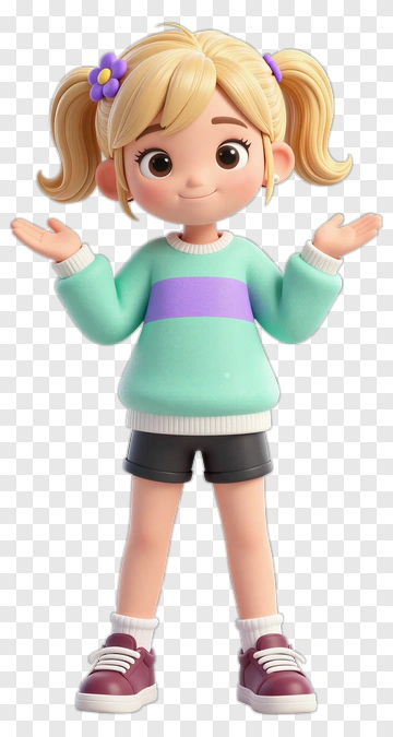 Cartoon Girl Gesturing With Open Arms PNG