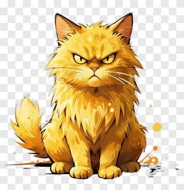 Cartoon Cat With Yellow Fur PNG