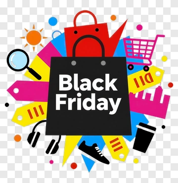 Black Friday Shopping Bag Design PNG