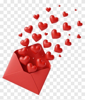 Red Envelope With Floating Hearts PNG