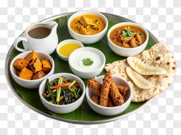 Traditional Indian Thali With Various Dishes PNG