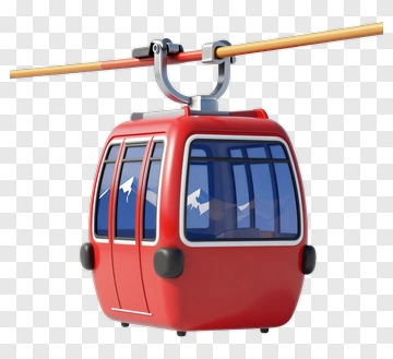 3D Red Cable Car PNG