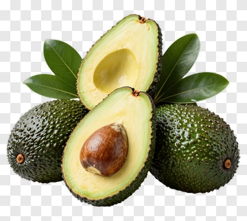 Fresh Avocado With Leaves PNG