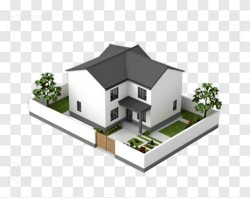 Modern House With Garden And Fence PNG