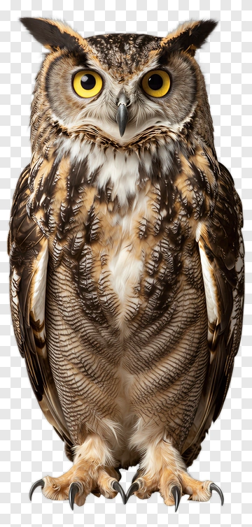 Realistic Owl With Striking Yellow Eyes PNG