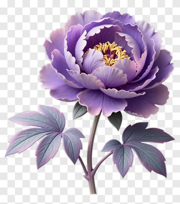 Purple Flower With Leaves PNG